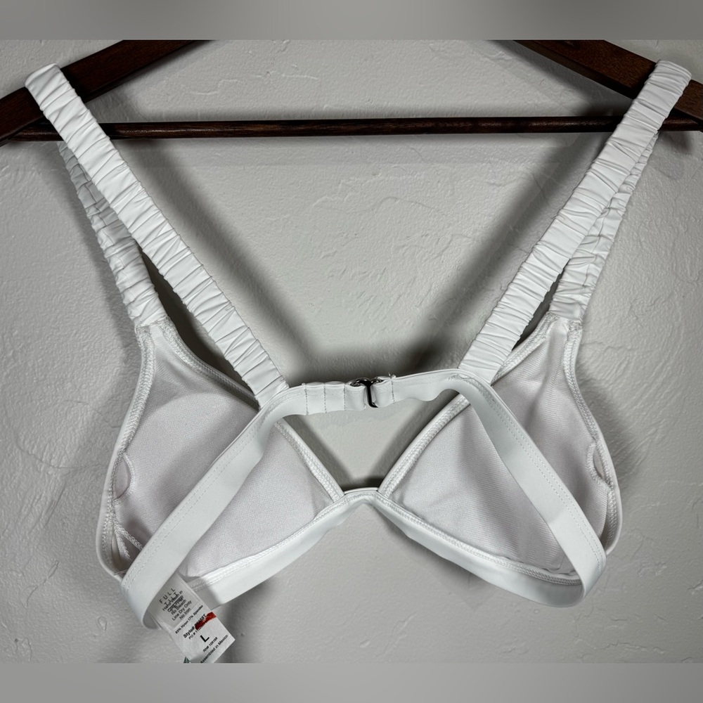 FULL TILT Ruched Fixed Triangle Bikini Top Size Large - Picture 4 of 8